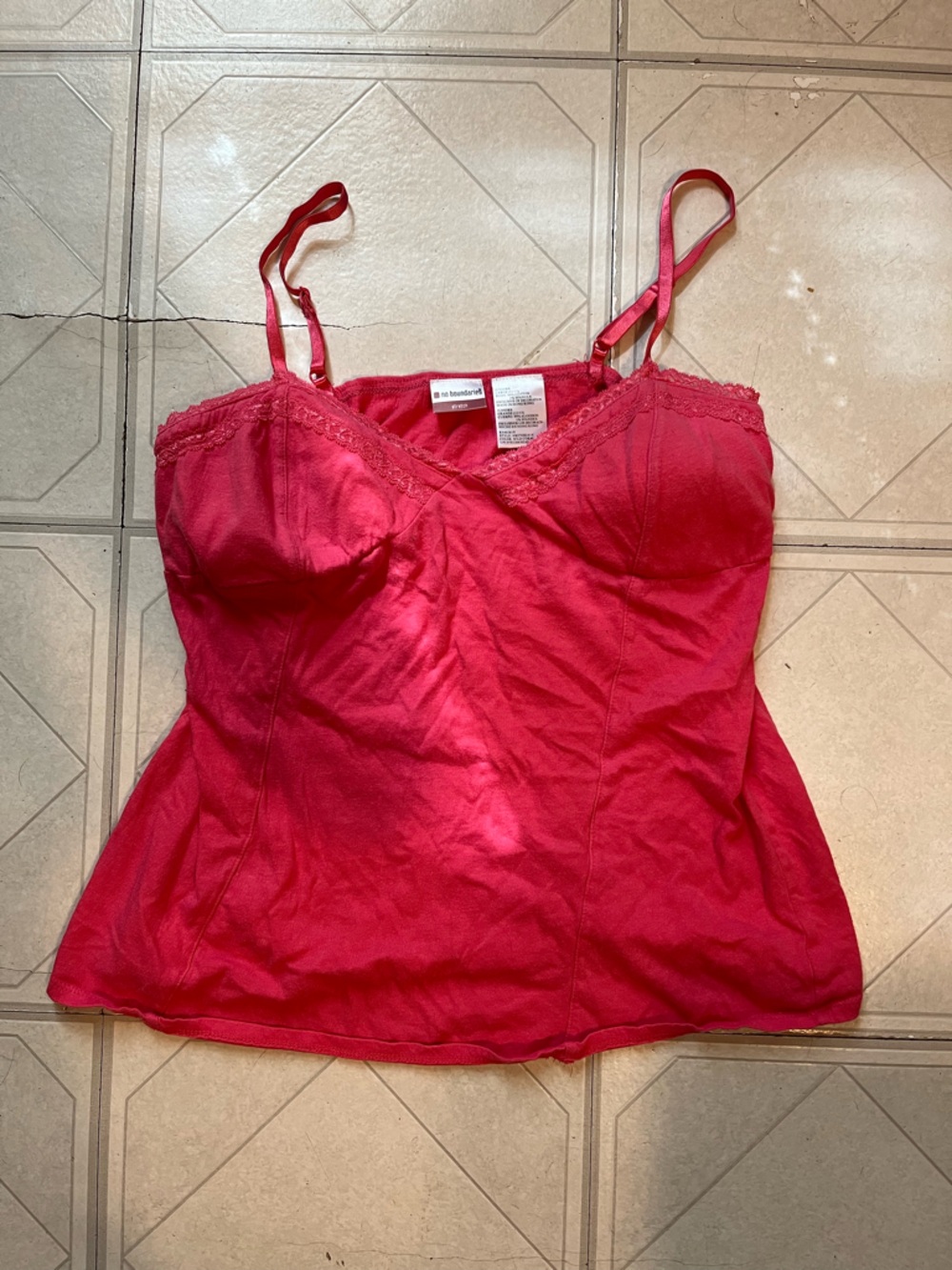 Y2K Vintage Hot Pink Lace-Trim Camisole